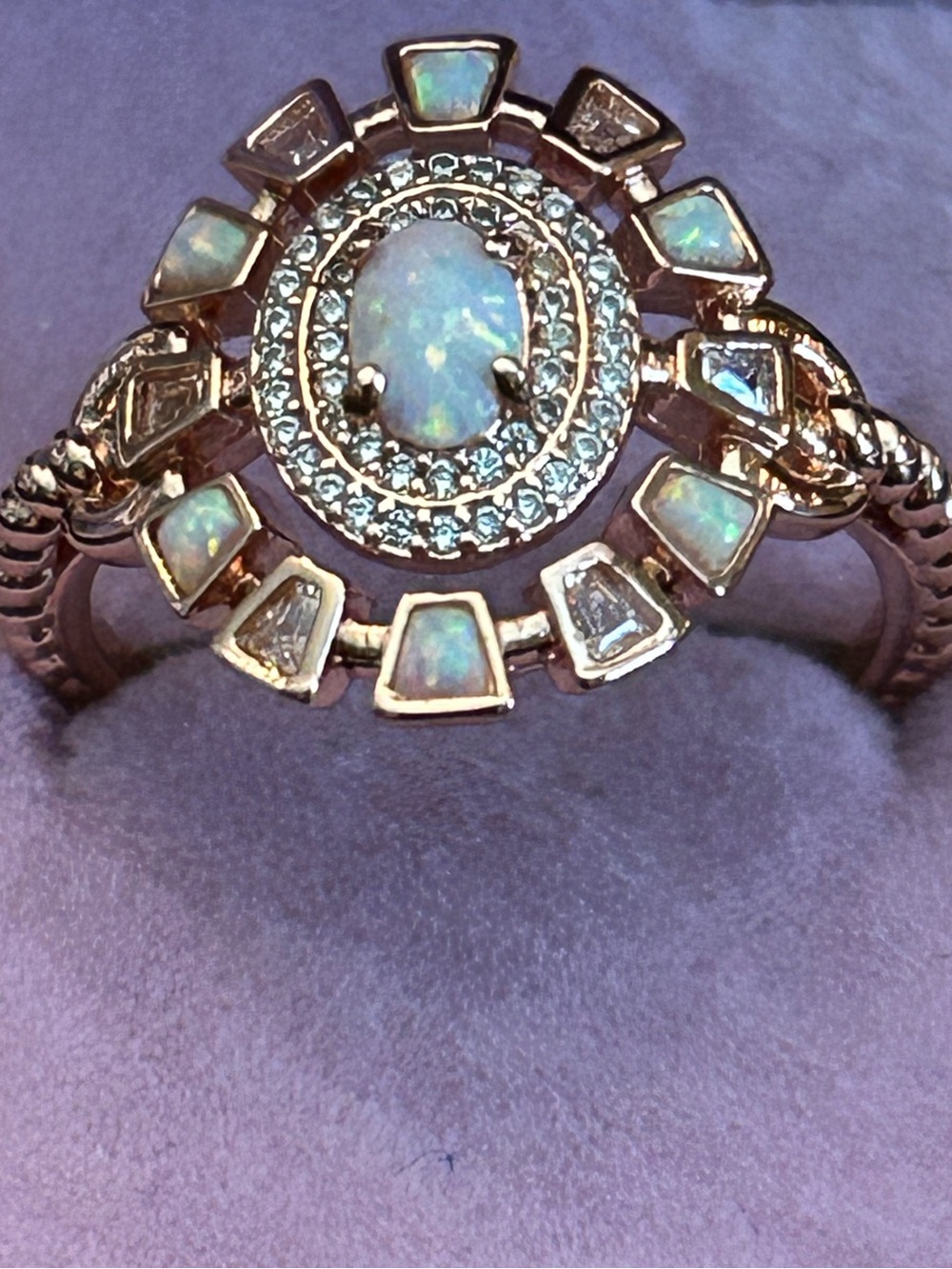 BP ‘The Secret Shine’ Opal Halo Ring in Rose Gold Tone with Rope Design Size9 - Picture 10 of 12